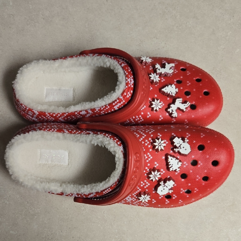 CROCS Red Snowflake Design